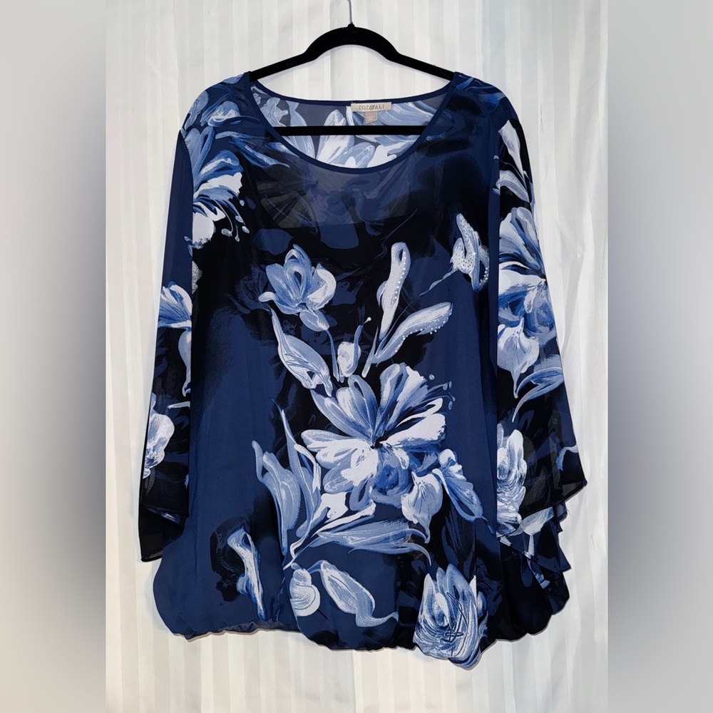 Floral Roz &Ali Blouse With Attached Tank Size 3X